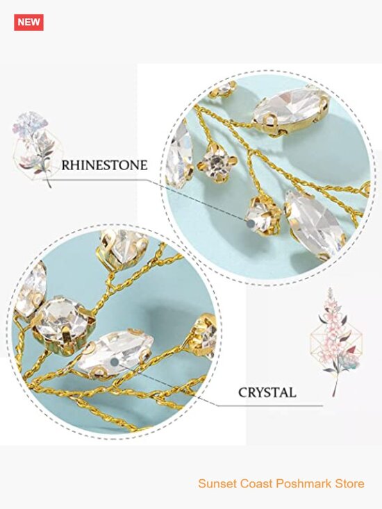 Crystal Rhinestone Wedding Hair Vine Bridal Hair Piece for Women main image 5